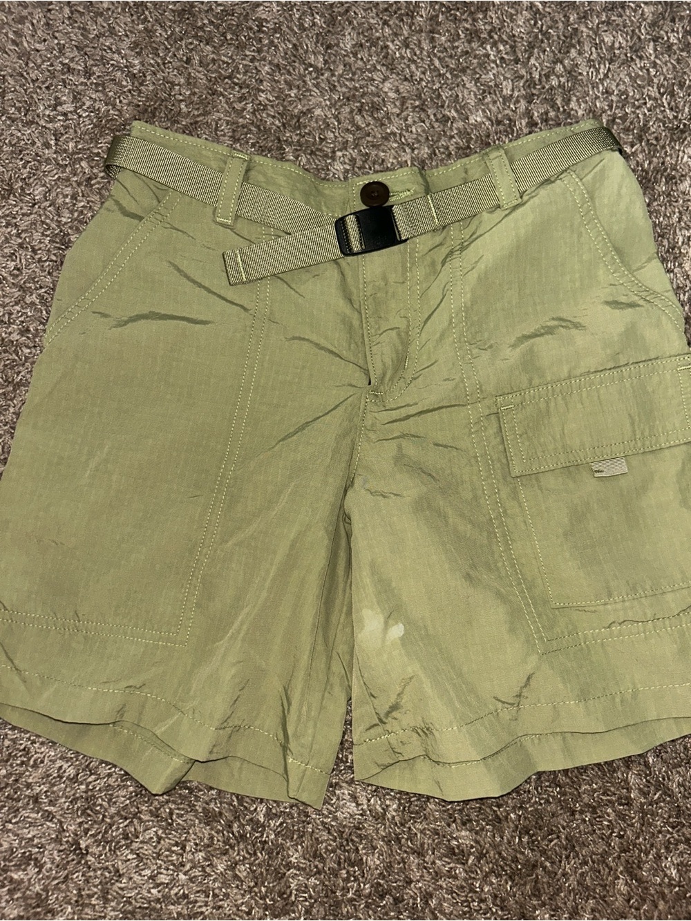 Patagonia Kids Olive Green Cargo Shorts with Belt
